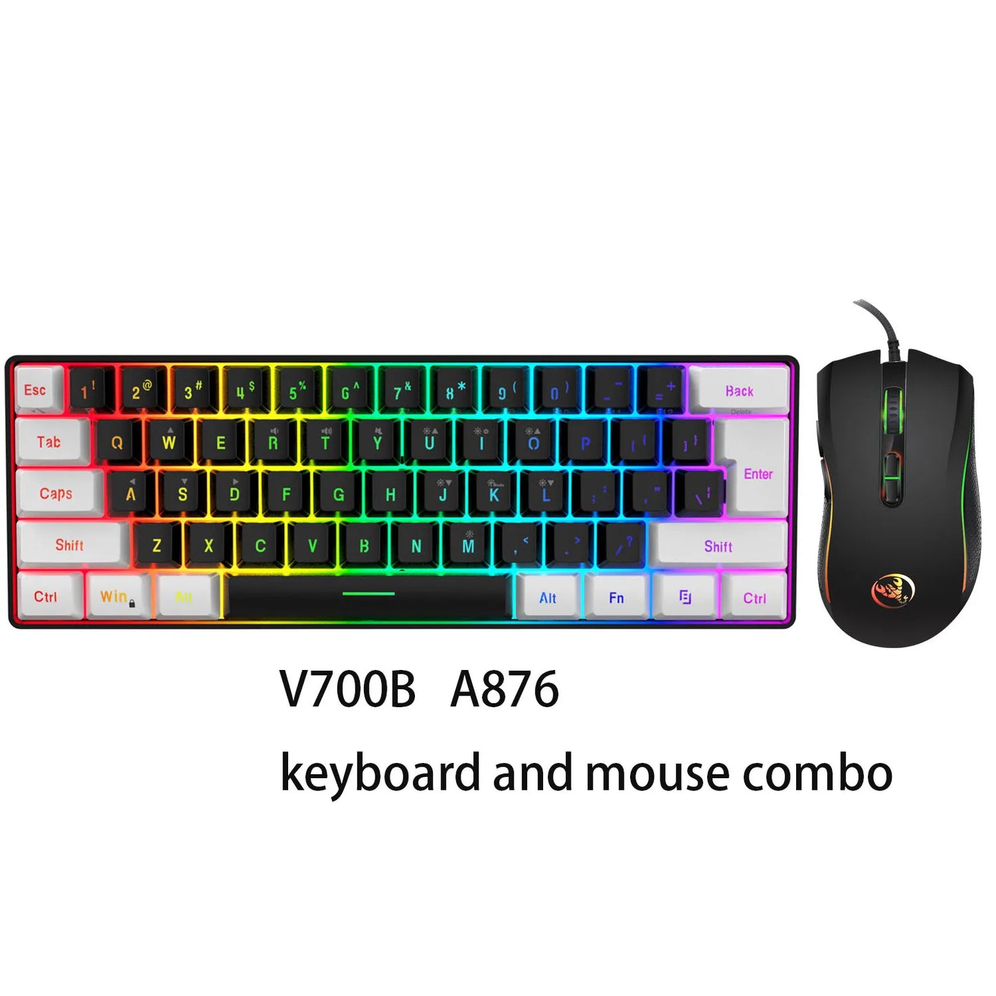 Clavier + Souris GAMERS RGB qui affiche 3 couleur (vert-rouge-bleu)