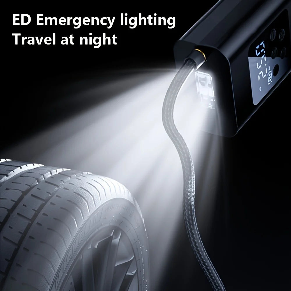 COMPRESSEUR D'AIR PORTABLE AVEC POWER BANK INTEGER POUR VOITURE/MOTO/BALLON...