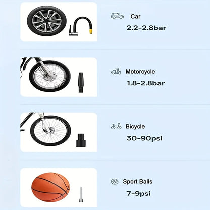 COMPRESSEUR D'AIR PORTABLE AVEC POWER BANK INTEGER POUR VOITURE/MOTO/BALLON...