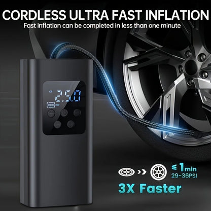 COMPRESSEUR D'AIR PORTABLE AVEC POWER BANK INTEGER POUR VOITURE/MOTO/BALLON...