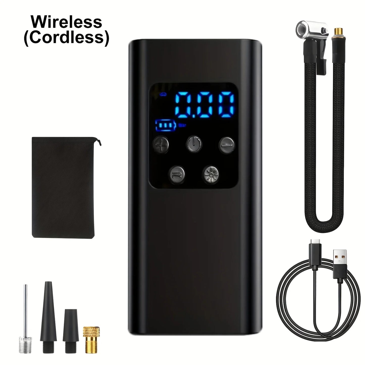 COMPRESSEUR D'AIR PORTABLE AVEC POWER BANK INTEGER POUR VOITURE/MOTO/BALLON...