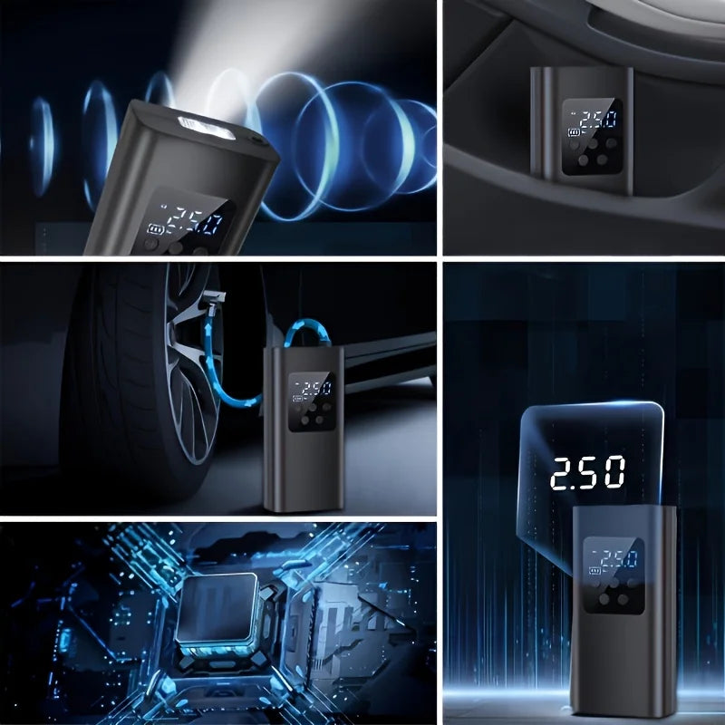 COMPRESSEUR D'AIR PORTABLE AVEC POWER BANK INTEGER POUR VOITURE/MOTO/BALLON...