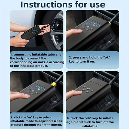 COMPRESSEUR D'AIR PORTABLE AVEC POWER BANK INTEGER POUR VOITURE/MOTO/BALLON...