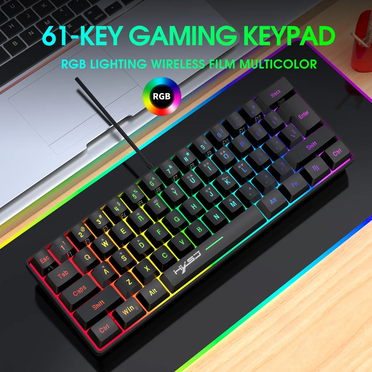 Clavier + Souris GAMERS RGB qui affiche 3 couleur (vert-rouge-bleu)